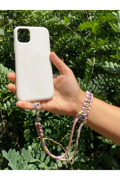 Tüm Kılıflara Uyumlu Pembe Motif Bileklik Telefon Askısı ürün görseli