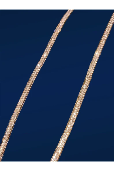 Tüm Kılıflara Uyumlu Altın Rengi Taşlı Boyun Telefon Askısı - Resim 4