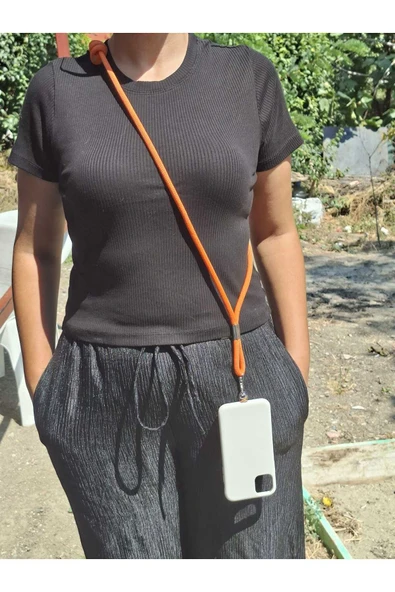 TÜM KILIFLARA UYUMLU TURUNCU CROSSBODY (AYARLANABİLİR) TELEFON ASKISI ürün görseli