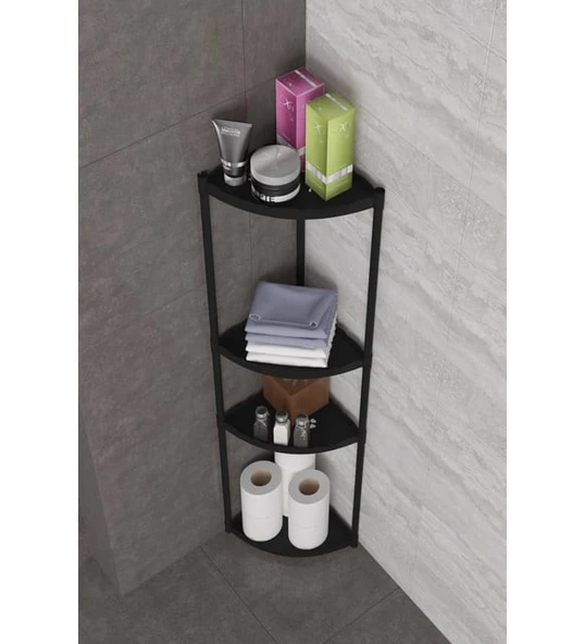 Moniev Sumatra 4 Katlı Dekoratif Köşe Banyo Rafı ,Banyo Organizeri ,Dekoratif Mutfak Rafı - Resim 3