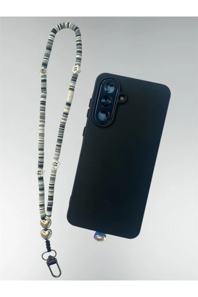 Tüm Kılıflara Uyumlu Siyah Kalpli El Telefon Askısı ürün görseli