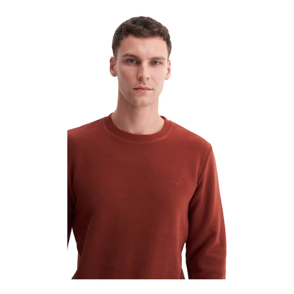 Erkek Slim Fit Pamuk Karışımlı Selanik Örgü Sweatshirt 56400 - Resim 6