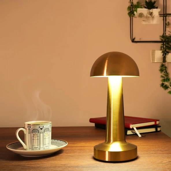 S-link SL-M9065 Lyra 1800mAh Batarya 60 Lümen Gold 3 Renk Işıklı Dokunmatik Dekoratif Masa Lambası - 41665 - 3