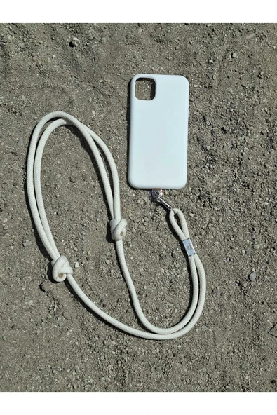 TÜM KILIFLARA UYUMLU EKRU CROSSBODY (AYARLANABİLİR) TELEFON ASKISI - Resim 3