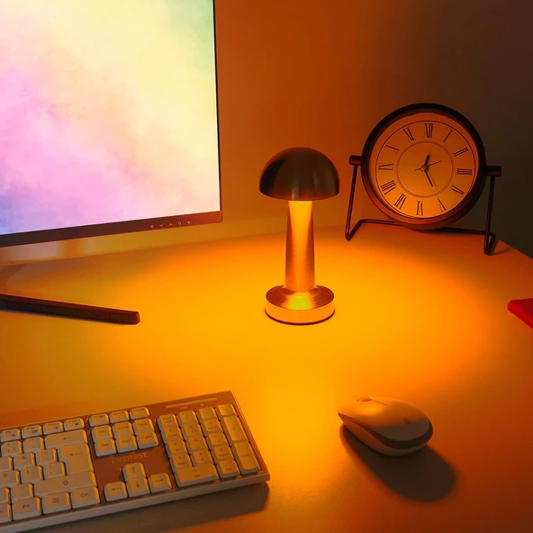 S-link SL-M9065 Lyra 1800mAh Batarya 60 Lümen Gold 3 Renk Işıklı Dokunmatik Dekoratif Masa Lambası - 41665 - 4