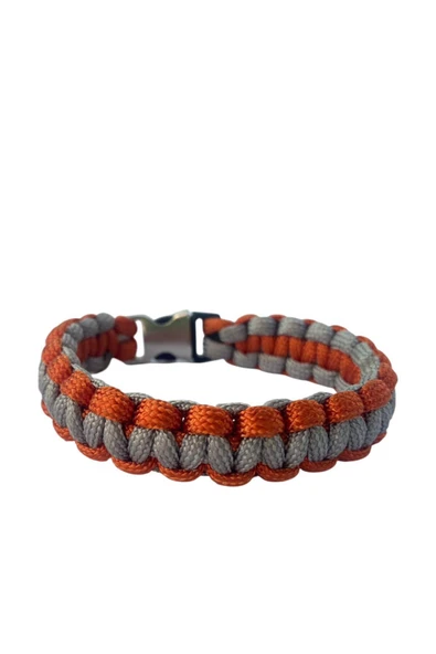 Paracord Bileklik Turuncu-Gri Cobra modeli - Resim 4