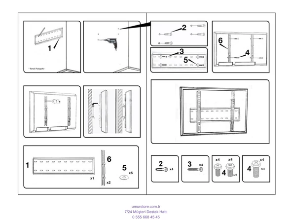 ONVO 43ovf9000f 43”, 37-55 inç Uyumlu Televizyon Duvar Askı Aparatı - 2