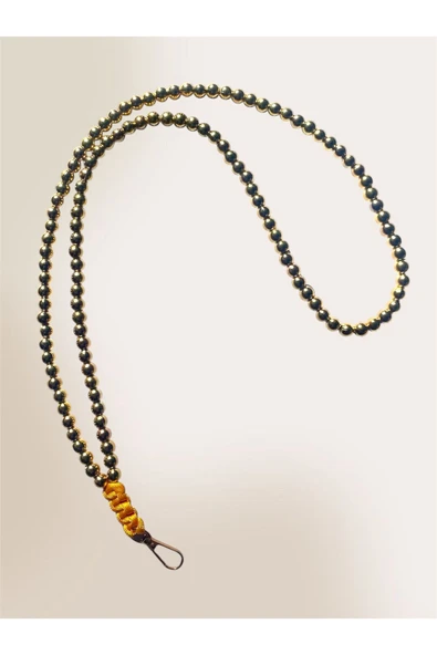 TÜM KILIFLARA UYUMLU GOLD BONCUKLU BOYUN TELEFON ASKISI - Resim 3