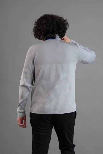 FERMUAR YAKA YARIM BALIKÇI LİKRALI ERKEK SWEATSHİRT - 9