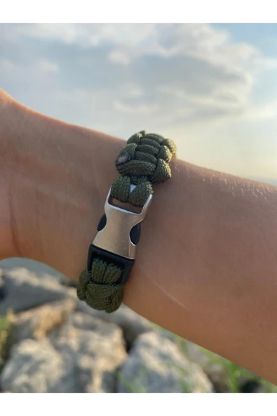 Paracord Bileklik Haki Yeşili cobra modeli - Resim 3