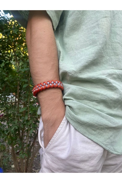 Paracord Bileklik 18 CM Turuncu-Gri Shark ürün görseli