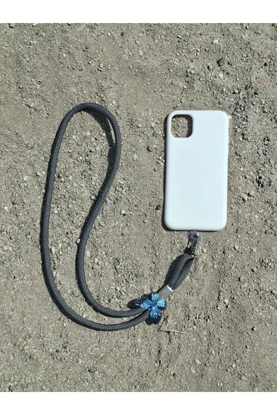 TÜM KILIFLARA UYUMLU ANTRASİT KELEBEK TELEFON BOYUN ASKISI - Resim 3