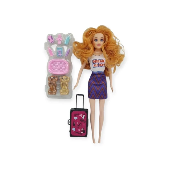 Puppy Bella 30 cm Bebek ve Köpek Bakım Seti - Mor Elbise - Resim 2