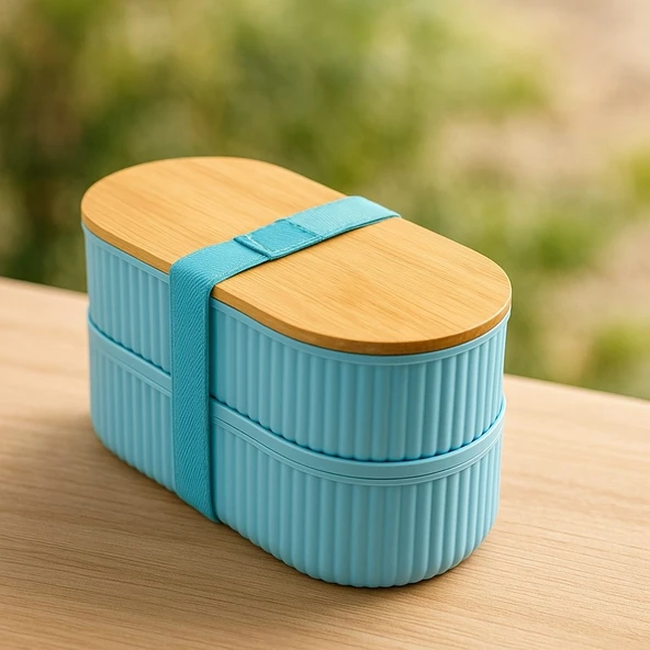 Brillant Saklama Ve Beslenme Kutusu Br-6689 (3504)  2li Bambu Mavi ürün görseli