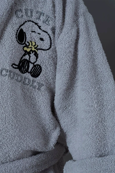 Karaca Home Cute & Cuddly Gri Nakışlı Çocuk Bornoz - Resim 2