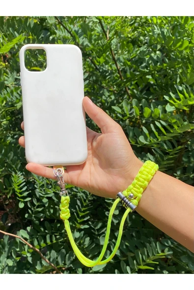 TÜM KILIFLARA UYUMLU NEON SARI BİLEKLİK TELEFON ASKISI ürün görseli
