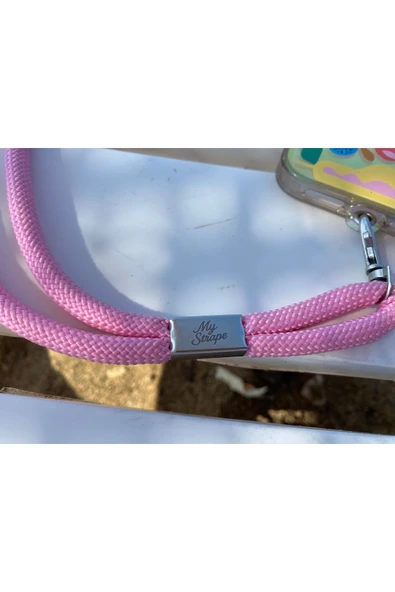 Tüm Kılıflara Uyumlu Pembe Boyun Telefon Askısı - Resim 5