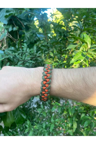 Paracord Bileklik Turuncu-Haki Shark modeli - Resim 2