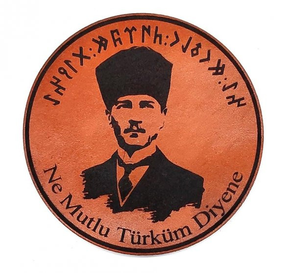 ATATÜRK Deri PEÇ  Ne Mutlu Türküm Diyene- Arma - Askeri Patch - 1