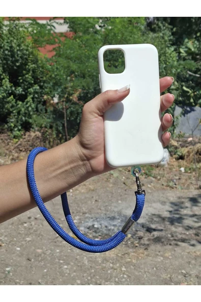 TÜM KILIFLARA UYUMLU MAVİ TELEFON EL ASKISI - Resim 3