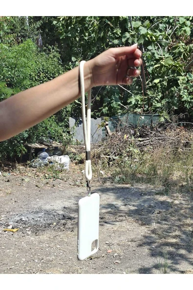 TÜM KILIFLARA UYUMLU EKRU TELEFON EL ASKISI - Resim 2