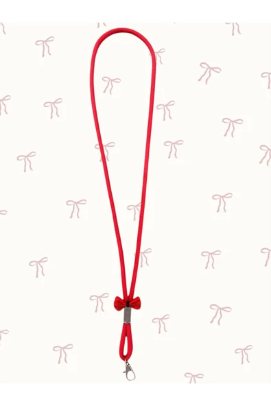 Tüm Kılıflara Uyumlu Kırmızı Kurdele Figürlü Boyun Telefon Askısı - Resim 4
