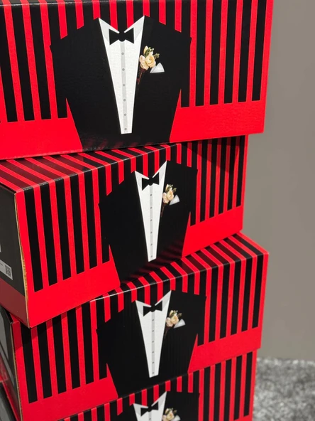 Smokin Desenli Kutu Nikah & Düğün 10 Lu Hediye Gelin Kutusu Damat Kutusu Söz Kutusu