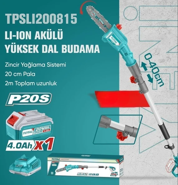 Total TPSLI200815 Akülü Yüksek Dal Budama 4,0 Ah ürün görseli