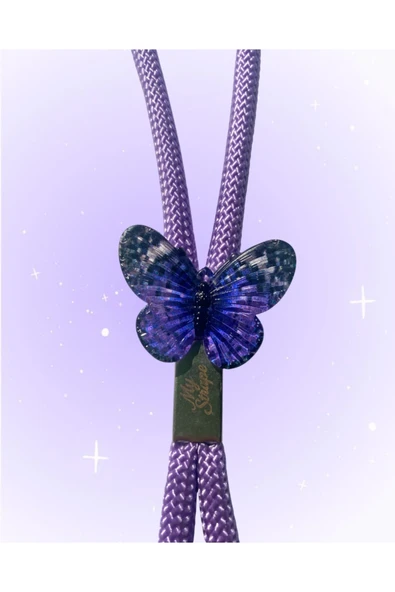 Tüm Kılıflara Uyumlu Mor Kelebek Aksesuarlı El Telefon Askısı - Resim 3