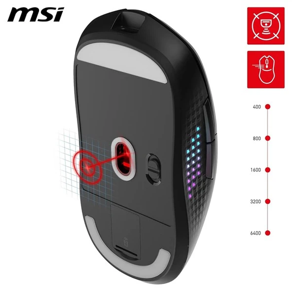 <![CDATA[MSI GG VERSA 300 ELITE 26000dpi Kablosuz Bluetooth 5.3 Usb 2.0 Kablosuz Mouse]]> - Resim 4