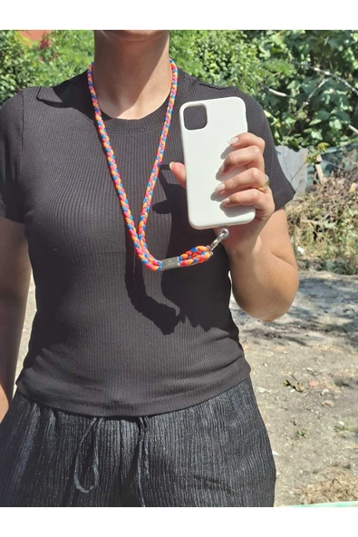 TÜM KILIFLARLA UYUMLU RENKLİ ÖRGÜ BOYUN ASKISI - Resim 2