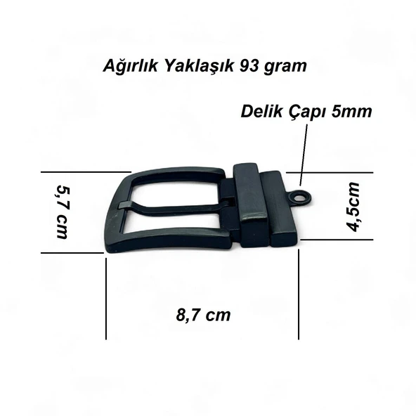 Kemer Tokası 4,5 cm Döner Kafa 1 Adet Siyah Silme (Leathercraft, Deri Hobi) - 3