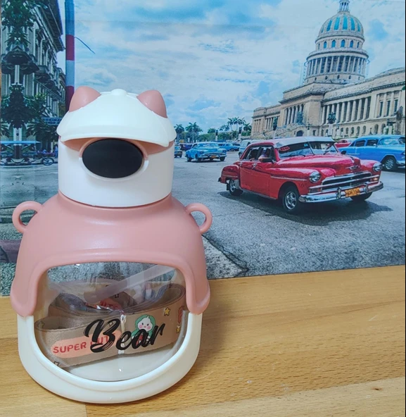 ŞAPKALI ŞEFFAF MATARA SULUK RENK GÜLKURUSU