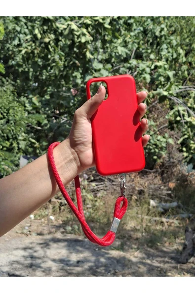 TÜM KILIFLARLA UYUMLU KIRMIZI TELEFON EL ASKISI - Resim 3