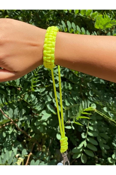 TÜM KILIFLARA UYUMLU NEON SARI BİLEKLİK TELEFON ASKISI - Resim 3