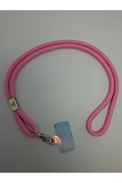 Tüm Kılıflara Uyumlu Pembe Boyun Telefon Askısı - Resim 3