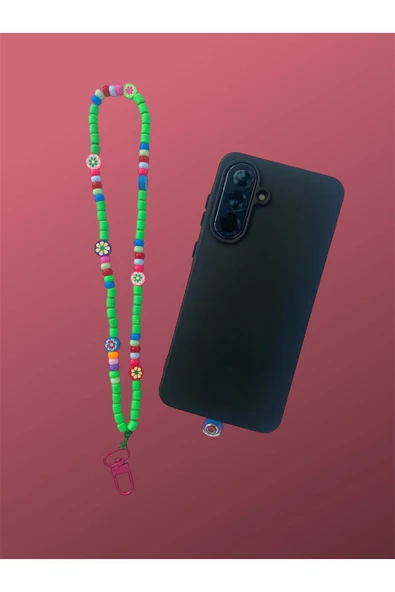 Tüm Kılıflara Uyumlu Yeşil Boncuklu El Telefon Askısı ürün görseli