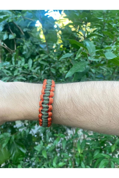 Turuncu-Haki Cobra Paracord Bileklik - Resim 2