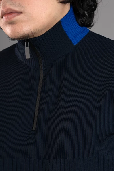 FERMUAR YAKA YARIM BALIKÇI LİKRALI ERKEK SWEATSHİRT - 4