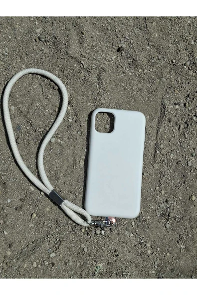 TÜM KILIFLARA UYUMLU EKRU TELEFON EL ASKISI - Resim 3