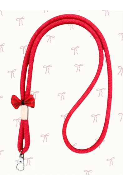 Tüm Kılıflara Uyumlu Kırmızı Kurdele Figürlü Boyun Telefon Askısı - Resim 2