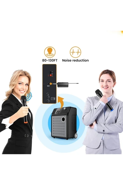 Hepu HP-M001 Çiftli Kablosuz Mikrofon Sistemi Dijital Ekranlı Ses Aktarımı Şarjlı Alıcı ile Pratik Kurulum - 4