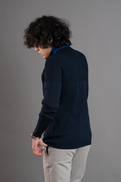 FERMUAR YAKA YARIM BALIKÇI LİKRALI ERKEK SWEATSHİRT - 5