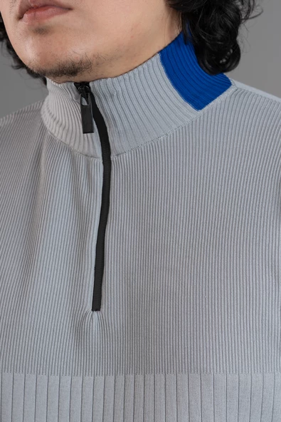 FERMUAR YAKA YARIM BALIKÇI LİKRALI ERKEK SWEATSHİRT - 8