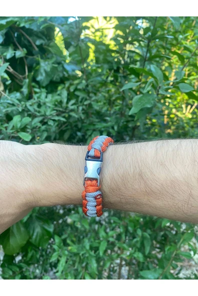 Paracord Bileklik Turuncu-Gri Cobra modeli - Resim 3