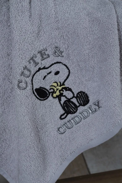 Karaca Home Cute & Cuddly Gri Nakışlı Çocuk Bornoz - Resim 3