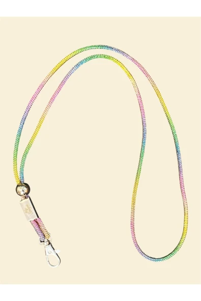 Tüm Kılıflara Uyumlu Renkli Taşlı Boyun Telefon Askısı - Resim 4