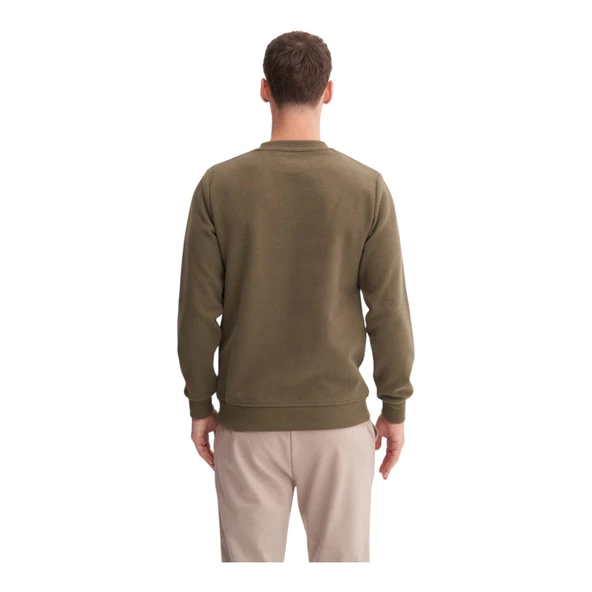 Erkek Slim Fit Pamuk Karışımlı Selanik Örgü Sweatshirt 56400 - Resim 10