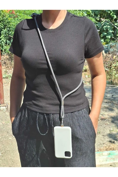 TÜM KILIFLARA UYUMLU ANTRASİT CROSSBODY (AYARLANABİLİR) TELEFON ASKISI ürün görseli