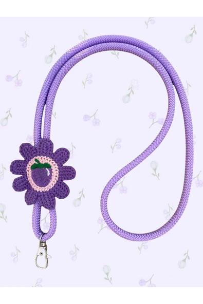 Tüm Kılıflara Uyumlu Mor Meyve Figürlü Boyun Telefon Askısı - Resim 2